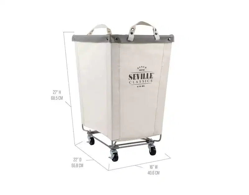 Cesto portabiancheria commerciale pieghevole in tela con ruote – Capacità 36 kg, ruote con blocco | Bianco naturale