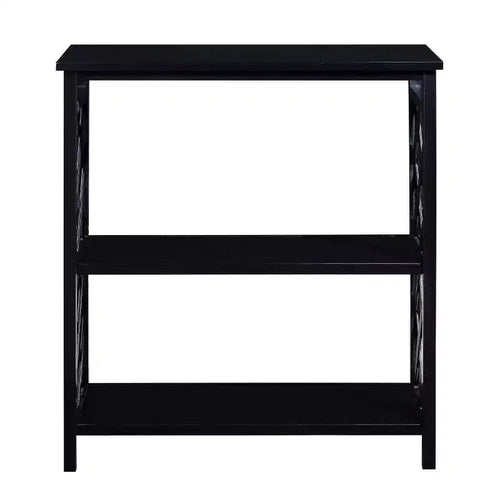 Tavolo Consolle a 3 Ripiani con Scaffali Contenitori – Legno di Pino Massello, Anti-Ribaltamento, Nero