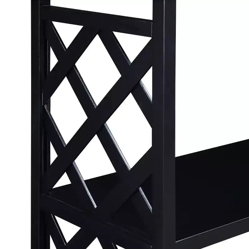 Tavolo Consolle a 3 Ripiani con Scaffali Contenitori – Legno di Pino Massello, Anti-Ribaltamento, Nero
