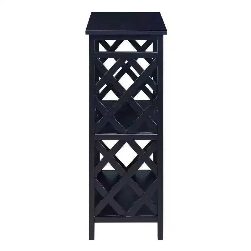 Tavolo Consolle a 3 Ripiani con Scaffali Contenitori – Legno di Pino Massello, Anti-Ribaltamento, Nero