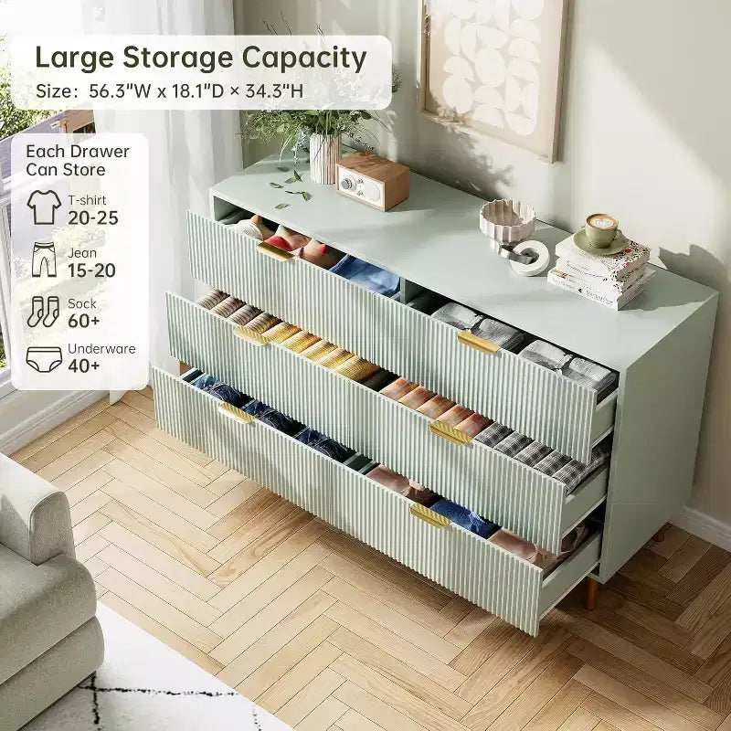 Cassettiera a 6 cassetti in legno con maniglie dorate – Mobile contenitore moderno per camera da letto, soggiorno e ingresso