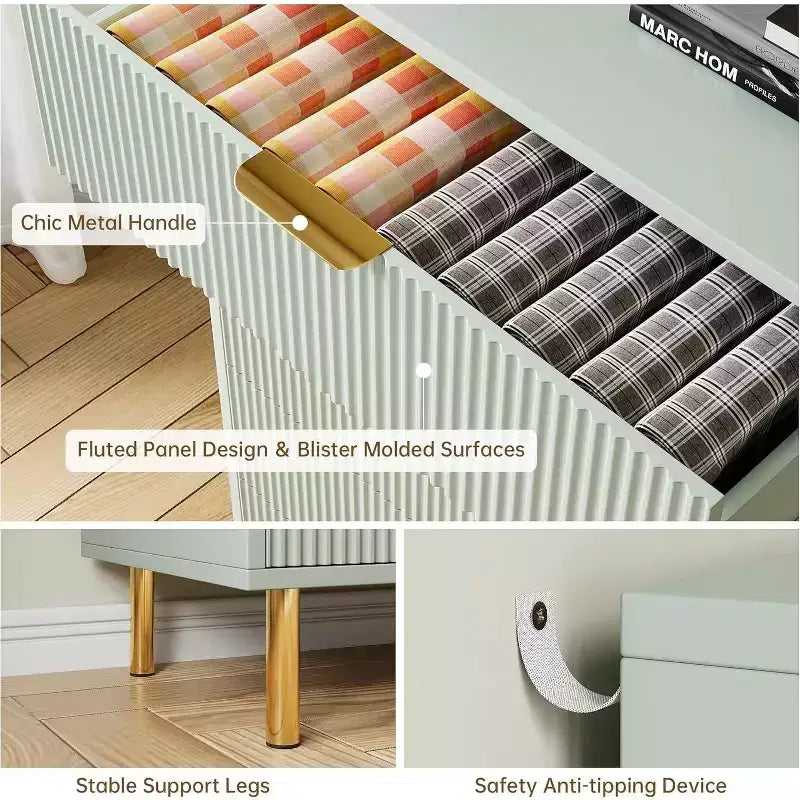 Cassettiera a 6 cassetti in legno con maniglie dorate – Mobile contenitore moderno per camera da letto, soggiorno e ingresso