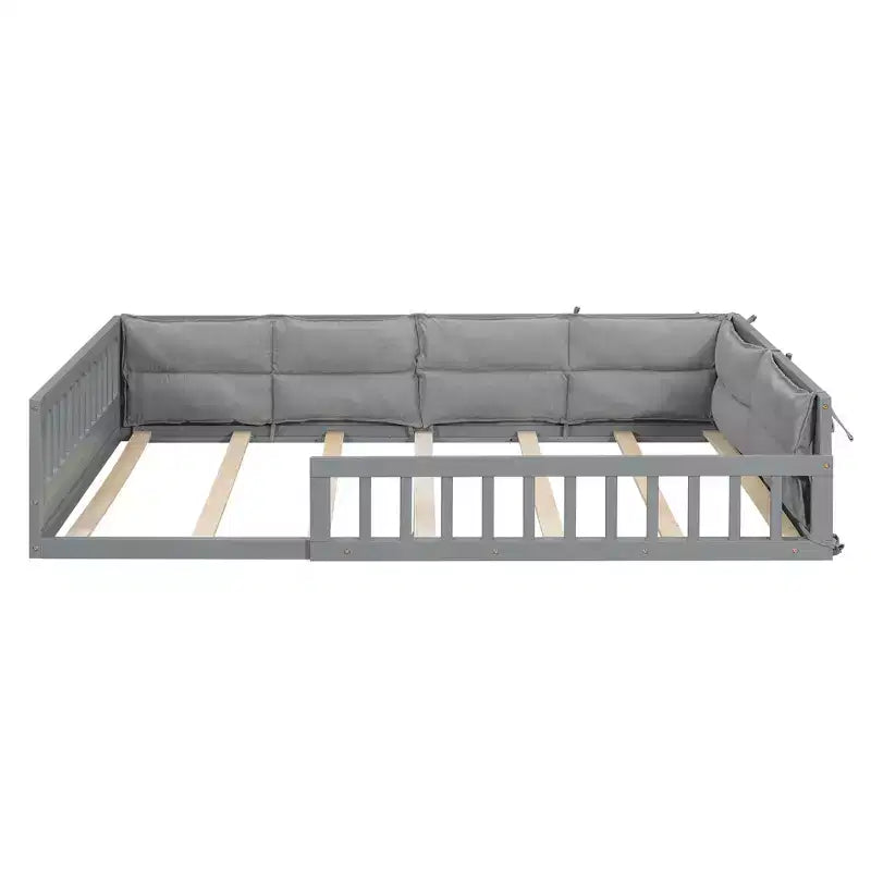 Letto a terra per bambini Full Size con recinzione di sicurezza e cuscino imbottito – Capacità 270 kg, nessuna rete a molle necessaria