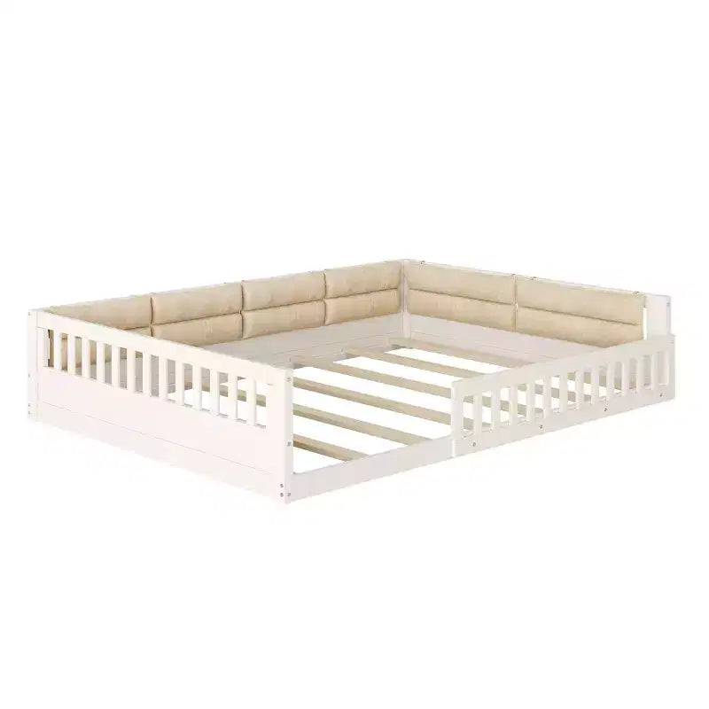 Letto a terra per bambini Full Size con recinzione di sicurezza e cuscino imbottito – Capacità 270 kg, nessuna rete a molle necessaria