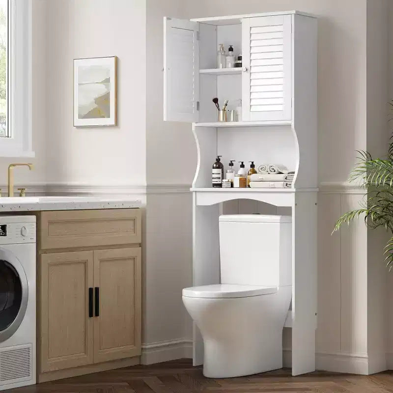 COZONY Over-The-Toilet Storage Cabinet with Adjustable Shelves, Ventilated Bathroom Organizer with Wall Mount Bracket