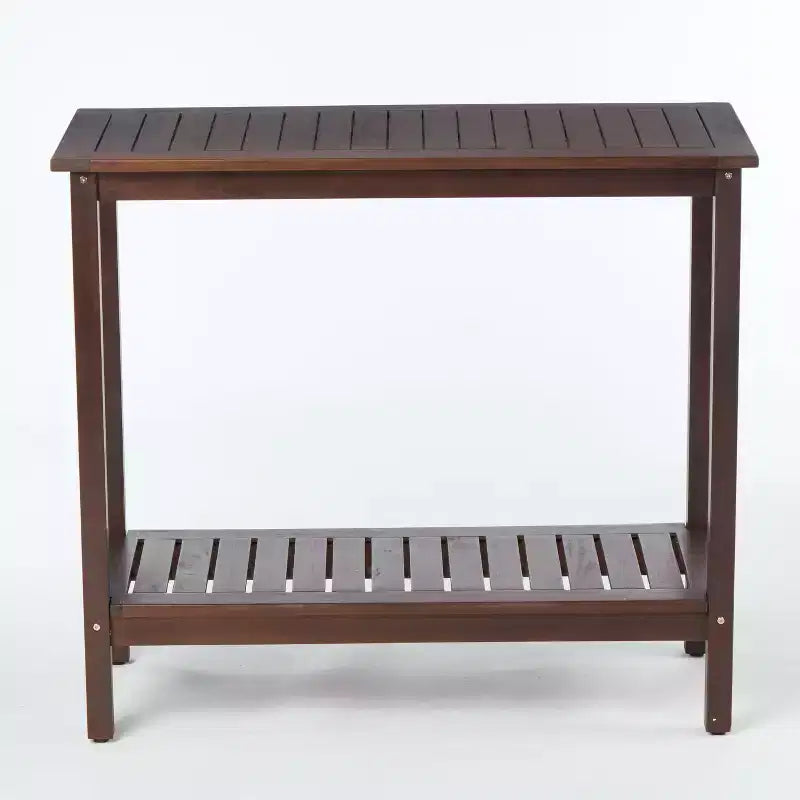 Consolle in legno di acacia vintage – Motivo a strisce, ripiano inferiore | Marrone
