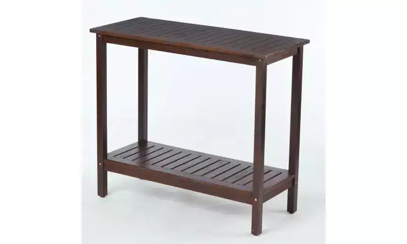 Consolle in legno di acacia vintage – Motivo a strisce, ripiano inferiore | Marrone