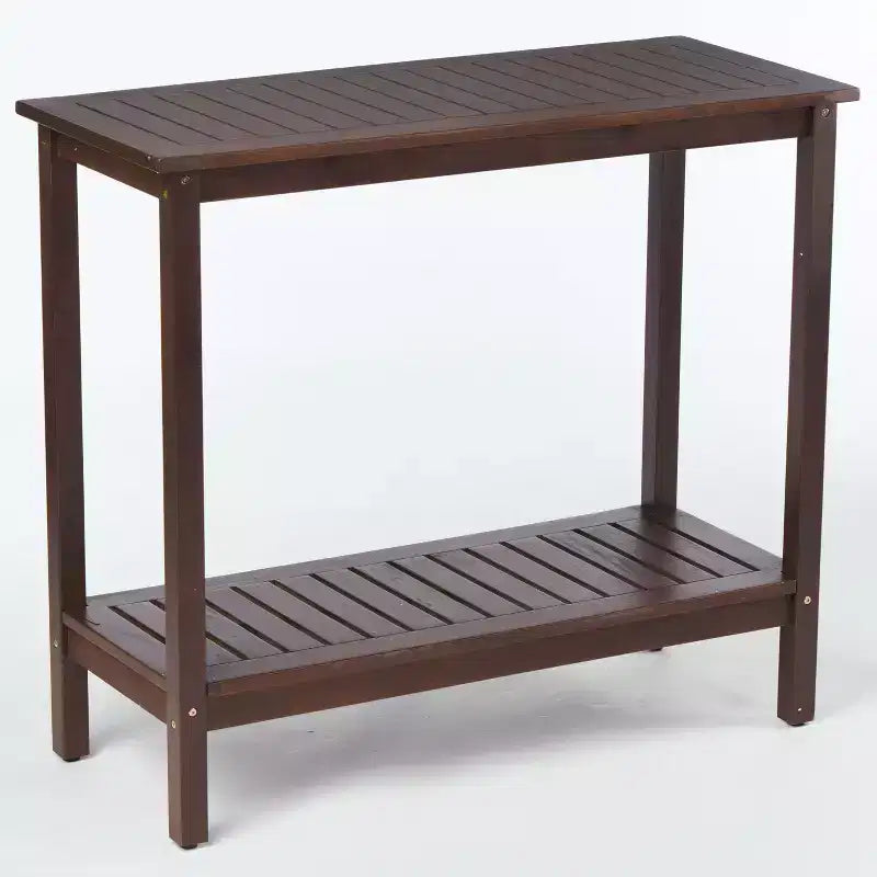 Consolle in legno di acacia vintage – Motivo a strisce, ripiano inferiore | Marrone