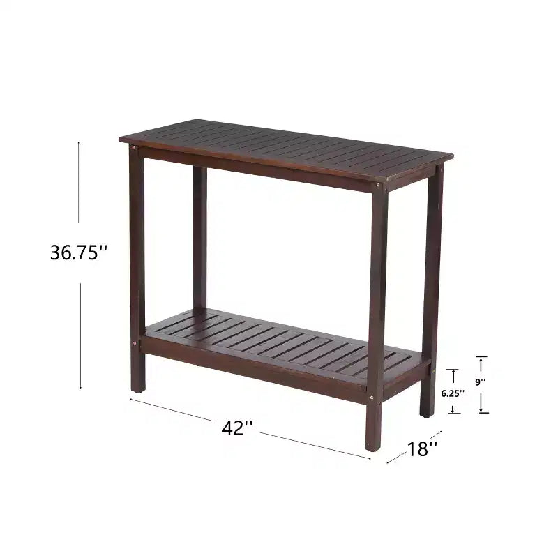 Consolle in legno di acacia vintage – Motivo a strisce, ripiano inferiore | Marrone