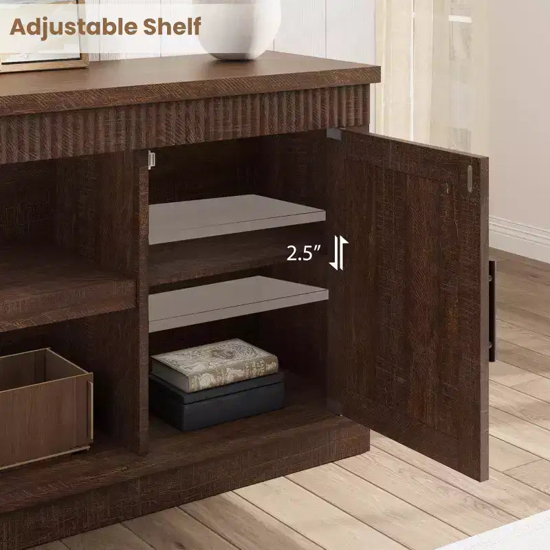 Mobile TV stile moderno-rustico per TV fino a 70" - Ripiani regolabili, stile comò