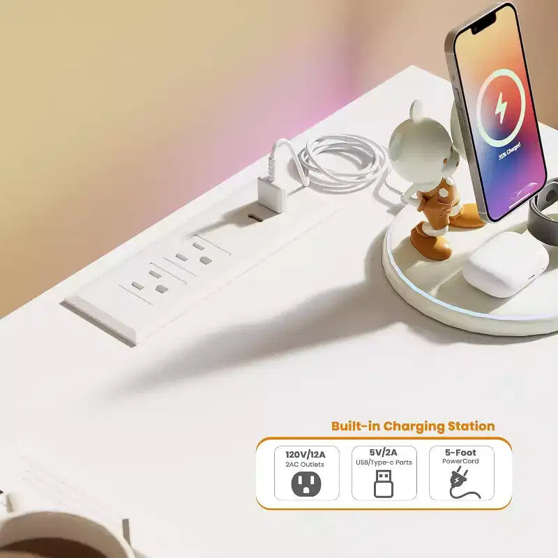 Mobile TV da 63 pollici con luci a LED e stazione di ricarica, cassettiera moderna intelligente, armadietto a 9 cassetti per camera da letto