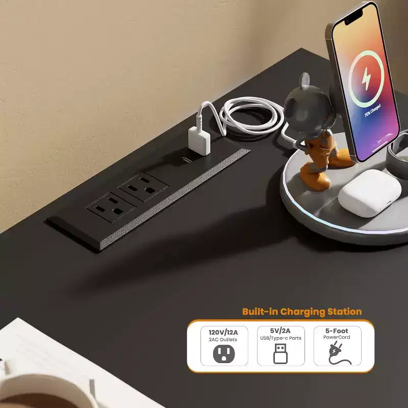 Mobile TV da 63 pollici con luci a LED e stazione di ricarica, cassettiera moderna intelligente, armadietto a 9 cassetti per camera da letto