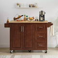 Modern Kitchen Island with Drop Leaf Rolling Kitchen Island Cart with 3 Drawers Storage Cabinet Tower Rack