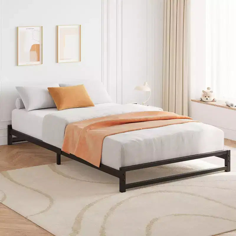 Telaio Letto Piattaforma in Metallo Nero – Doghe in Acciaio Resistente, Spazio Contenitore Sotto il Letto, Silenzioso, Nessuna Rete a Molle Necessaria