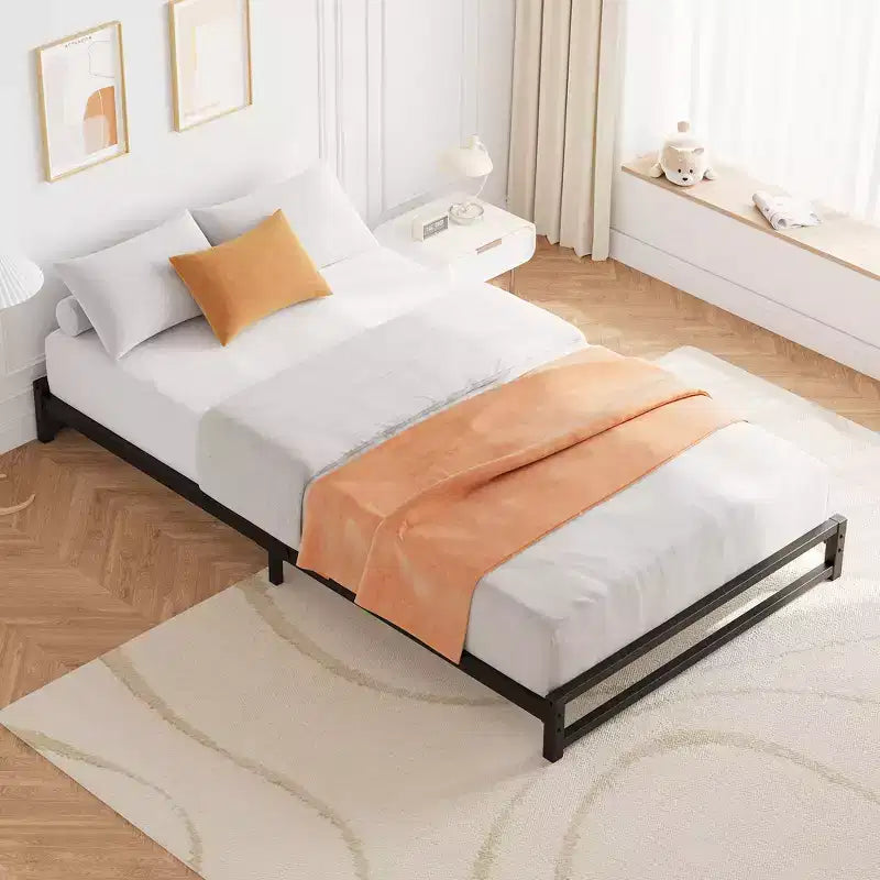 Telaio Letto Piattaforma in Metallo Nero – Doghe in Acciaio Resistente, Spazio Contenitore Sotto il Letto, Silenzioso, Nessuna Rete a Molle Necessaria