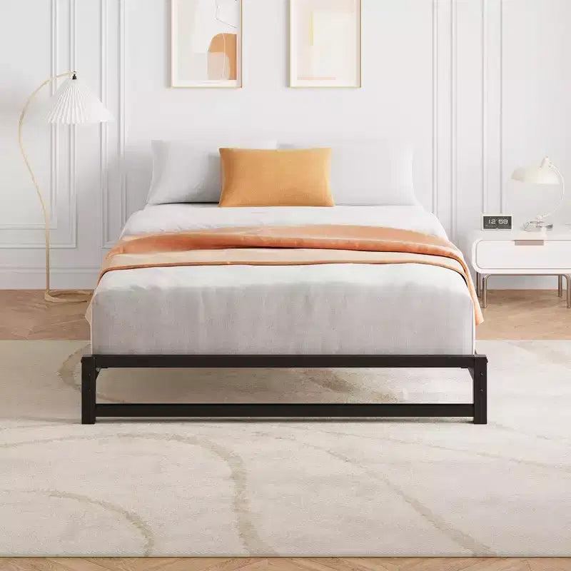 Telaio Letto Piattaforma in Metallo Nero – Doghe in Acciaio Resistente, Spazio Contenitore Sotto il Letto, Silenzioso, Nessuna Rete a Molle Necessaria