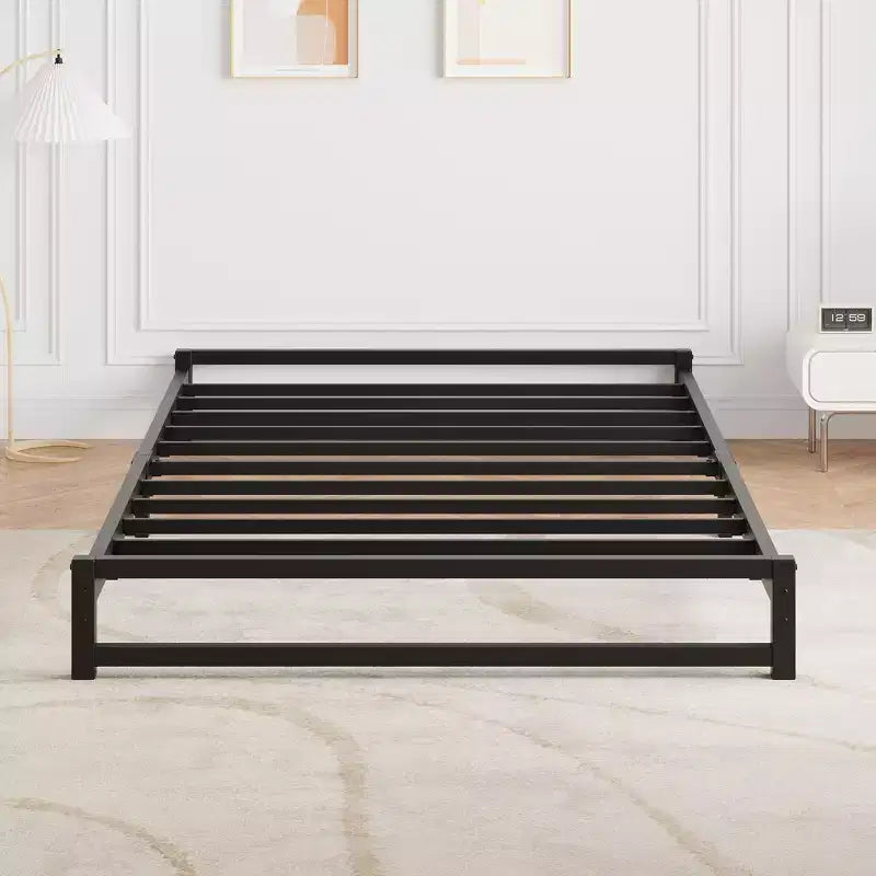 Telaio Letto Piattaforma in Metallo Nero – Doghe in Acciaio Resistente, Spazio Contenitore Sotto il Letto, Silenzioso, Nessuna Rete a Molle Necessaria