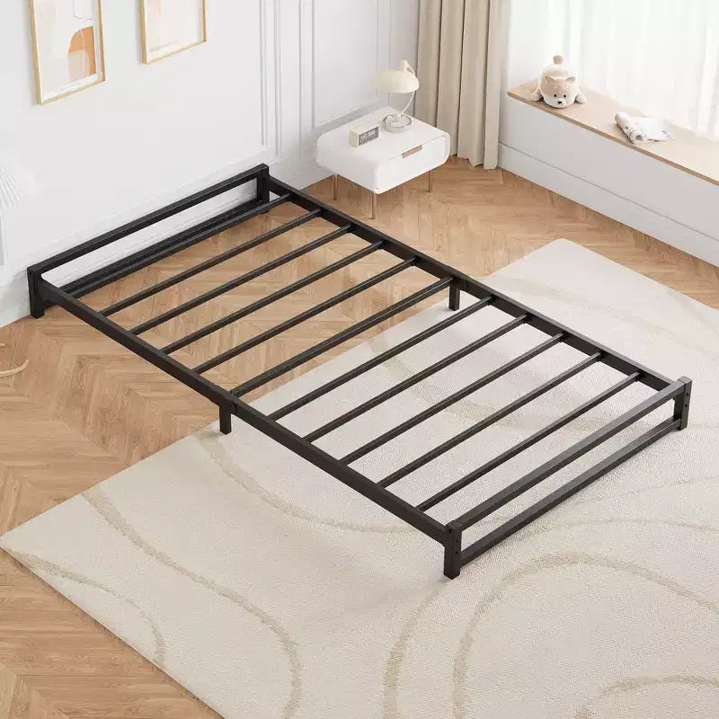 Telaio Letto Piattaforma in Metallo Nero – Doghe in Acciaio Resistente, Spazio Contenitore Sotto il Letto, Silenzioso, Nessuna Rete a Molle Necessaria