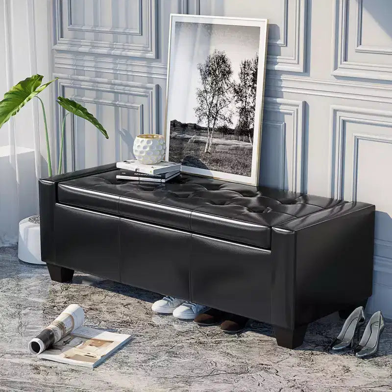 Panca portaoggetti da 51 pollici – Ecopelle, cerniera di sicurezza, capacità 150 kg