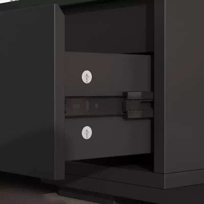 Mobile TV allungabile nero con luci LED RGB, 2 ante e 2 cassetti - Adatto per TV da 55-80"