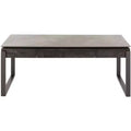 Tavolino da salotto con piano in pietra, struttura in MDF e metallo e cassetto – Nero, Marrone o Grigio