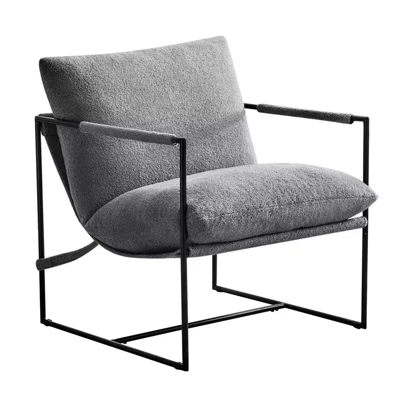 Poltrona Sling – Rivestimento in tessuto Bouclé con struttura in metallo per soggiorno e camera da letto