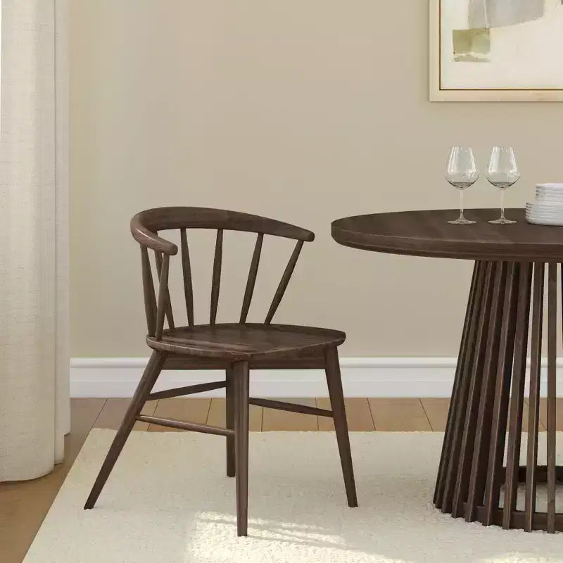 Sedia da pranzo Windsor – Legno massello di Hevea, schienale a fusi, portata 180 kg