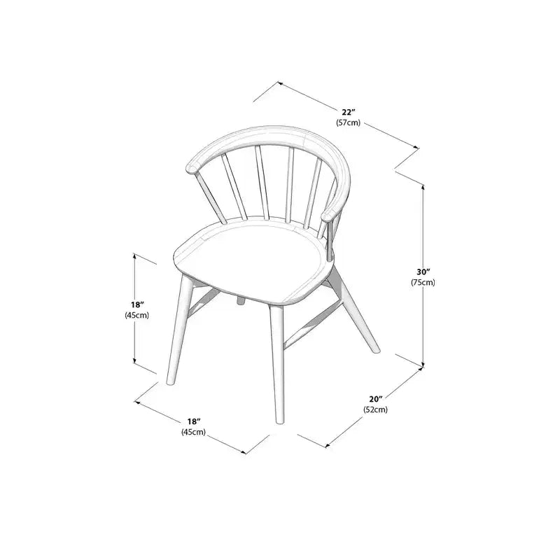 Sedia da pranzo Windsor – Legno massello di Hevea, schienale a fusi, portata 180 kg