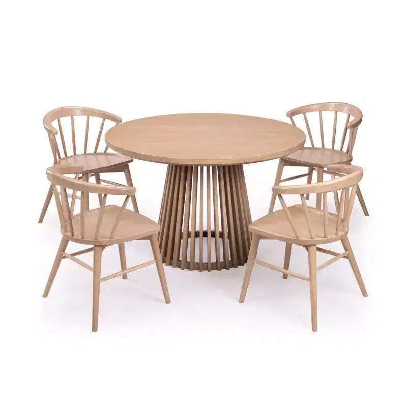 Sedia da pranzo Windsor – Legno massello di Hevea, schienale a fusi, portata 180 kg