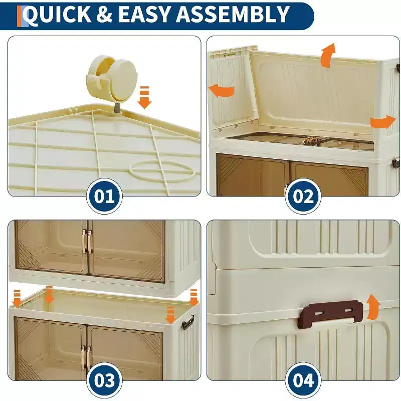 Contenitori portaoggetti a 5 livelli con ruote bloccabili e coperchi – Cassetti organizer in plastica per armadio, ufficio e camera da letto