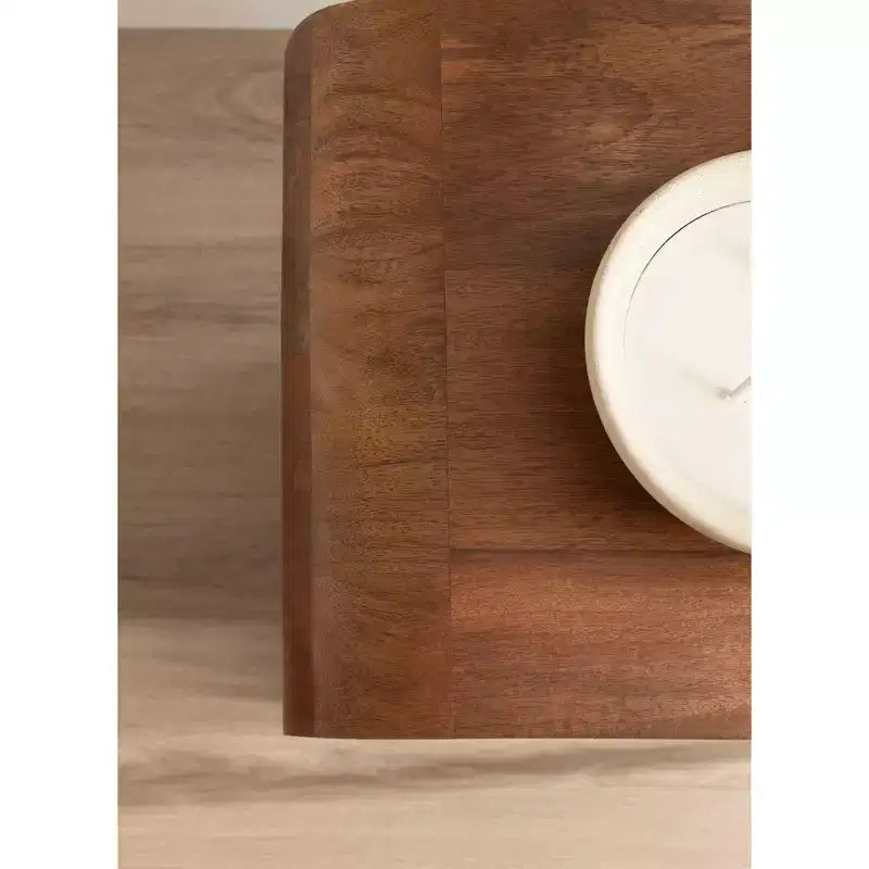 Tavolino d'appoggio – Legno massello di mango, 2 ripiani, marrone noce | 40x30x60 cm