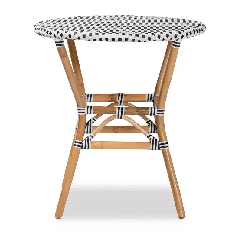 Tavolo da Pranzo Rotondo in Rattan – Stile Bistrò Bohemien, 4 Posti, Nessun Montaggio Richiesto