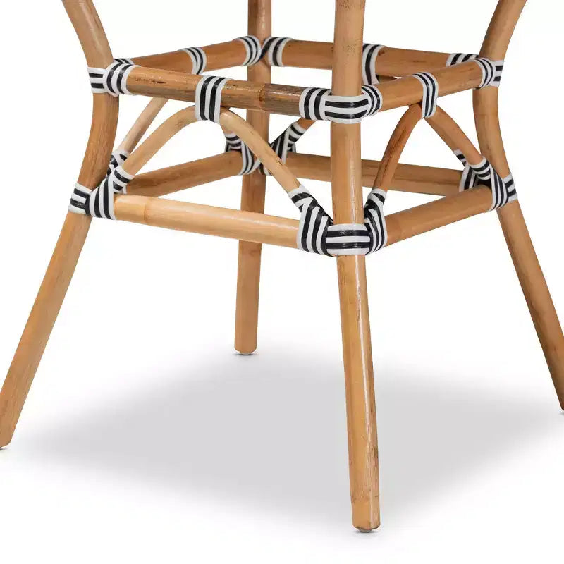 Tavolo da Pranzo Rotondo in Rattan – Stile Bistrò Bohemien, 4 Posti, Nessun Montaggio Richiesto