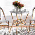 Tavolo da Pranzo Rotondo in Rattan – Stile Bistrò Bohemien, 4 Posti, Nessun Montaggio Richiesto
