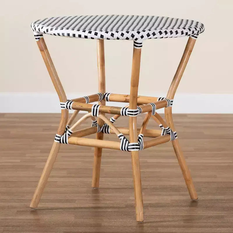 Tavolo da Pranzo Rotondo in Rattan – Stile Bistrò Bohemien, 4 Posti, Nessun Montaggio Richiesto