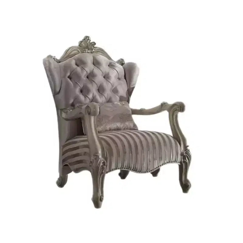 Poltrona di design in pelle da 35" – Capitonnè, color cammello, gambe in legno | Nessun assemblaggio richiesto