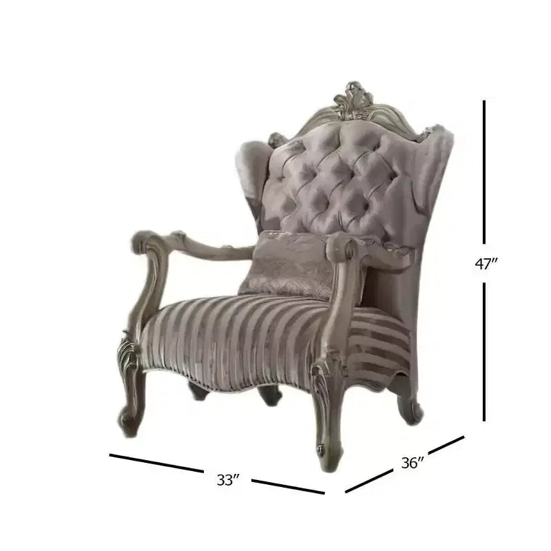 Poltrona di design in pelle da 35" – Capitonnè, color cammello, gambe in legno | Nessun assemblaggio richiesto