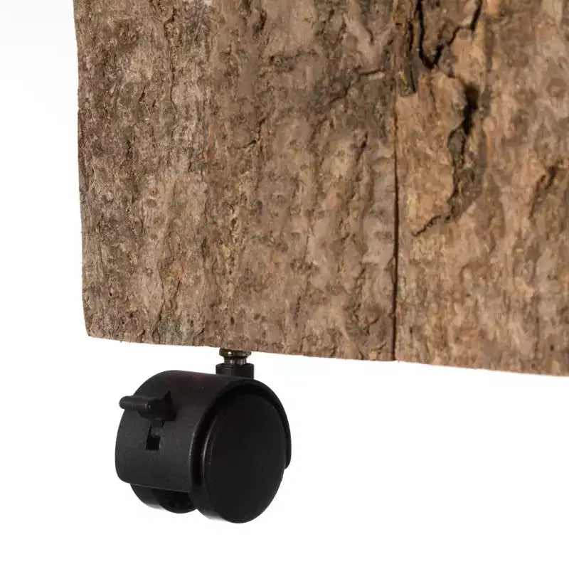 Sgabello quadrato in legno naturale con ruote - Accento rustico per interni ed esterni