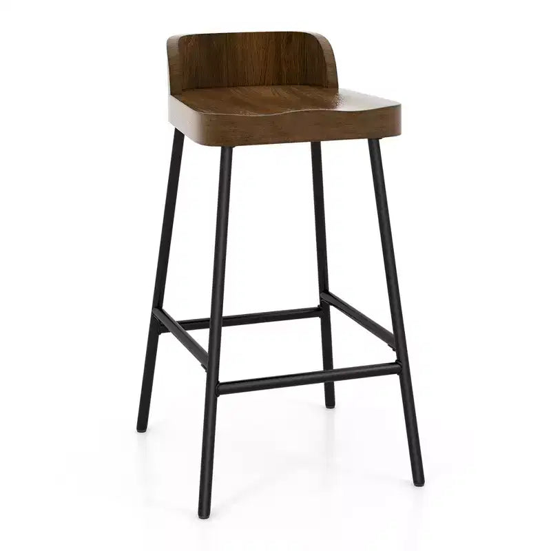 Costway Industrial Bar Stool 24.5 Saddle Seat Kitchen Dining Stool with Low Back